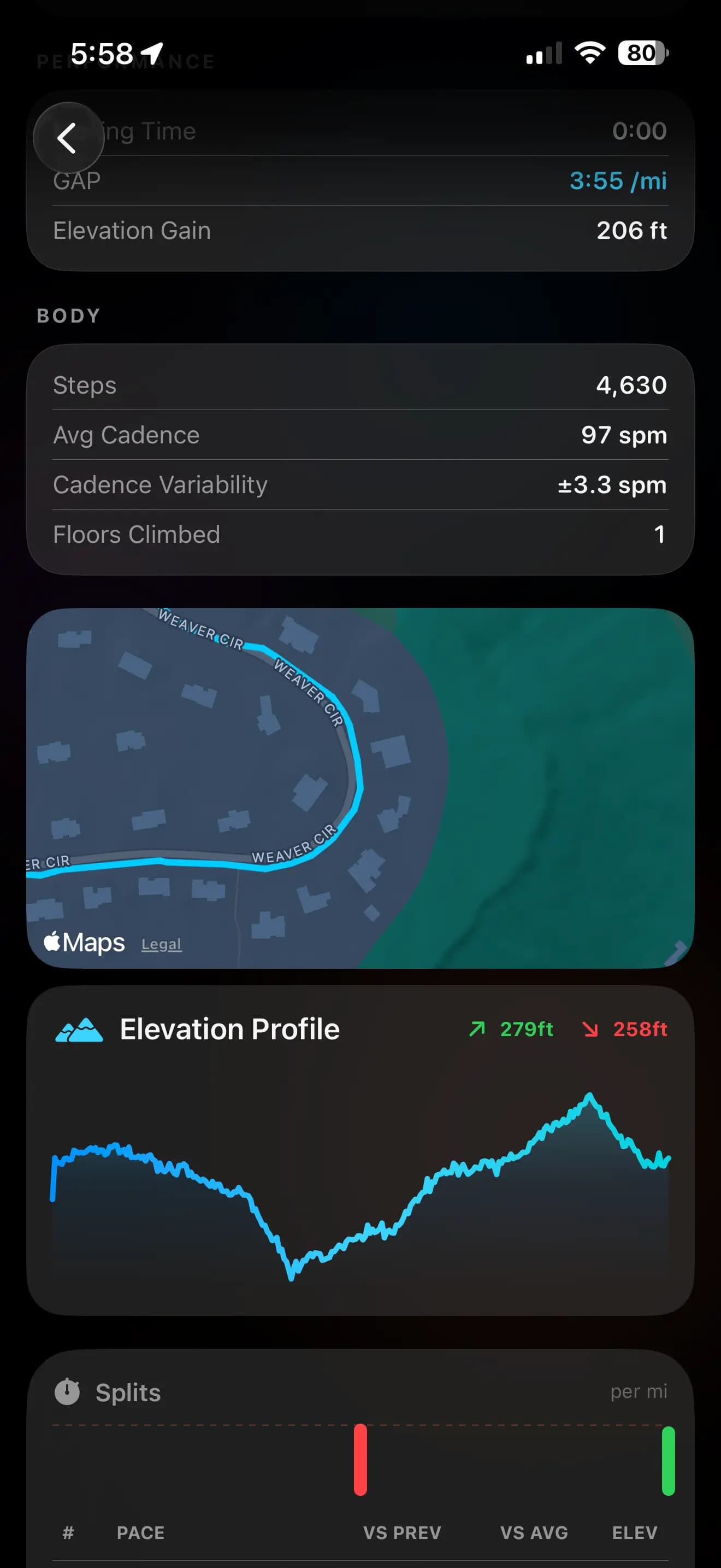 StriveTribes run details screen