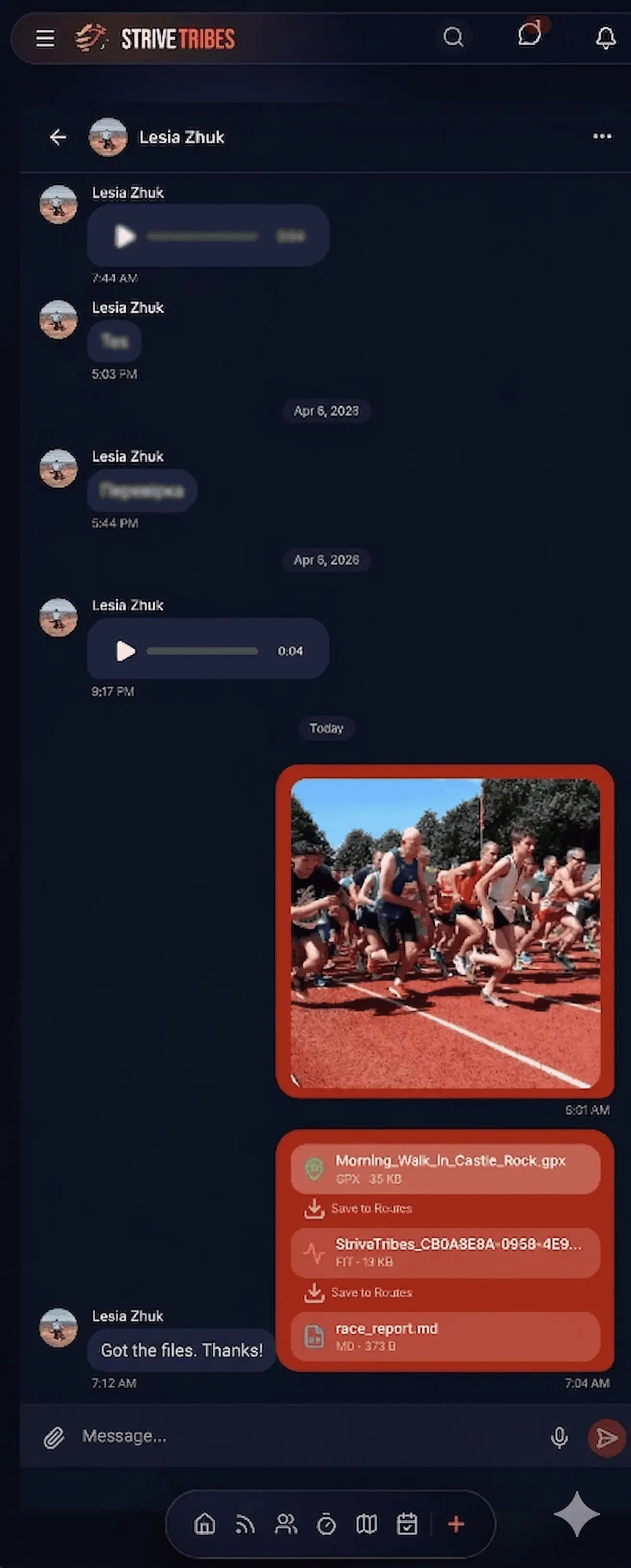 StriveTribes tribe chat screen